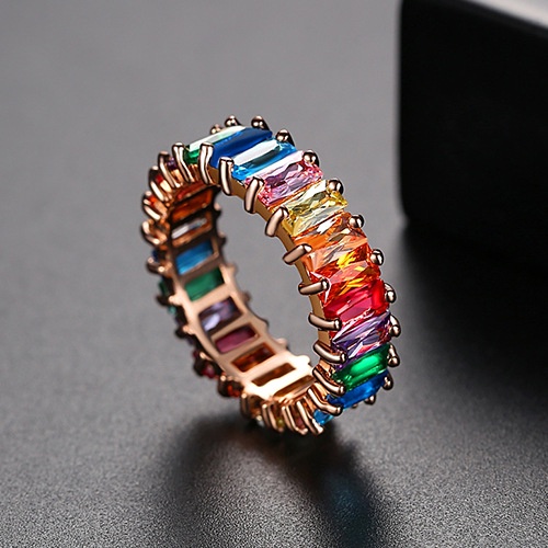 5mm Baguette Regenbogen Zirkon Ring Frauen Mode Engagement Hochzeit Band Charme Finger Schmuck_voghion.com