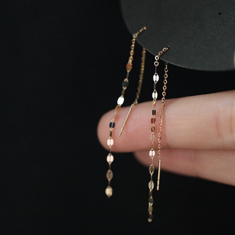 Tendance coréenne Long fil gland fil chaîne perles pendentifs balancent boucles d'oreilles droites suspendues boucles d'oreilles_voghion.com