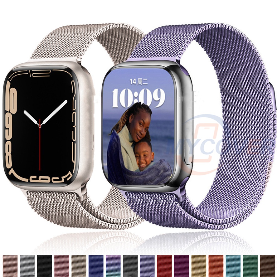 สายนาฬิกา Milanese ของแท้ สําหรับ Smart Watch Series 7 6 SE 5 4 3 2 1 ห่วงสเตนเลส ขนาด 45 มม. 41 มม. 42 มม. 44 มม. 38 มม. 40 มม. สายรัดข้อมือ ห่วงสมาร์ทวอทช์