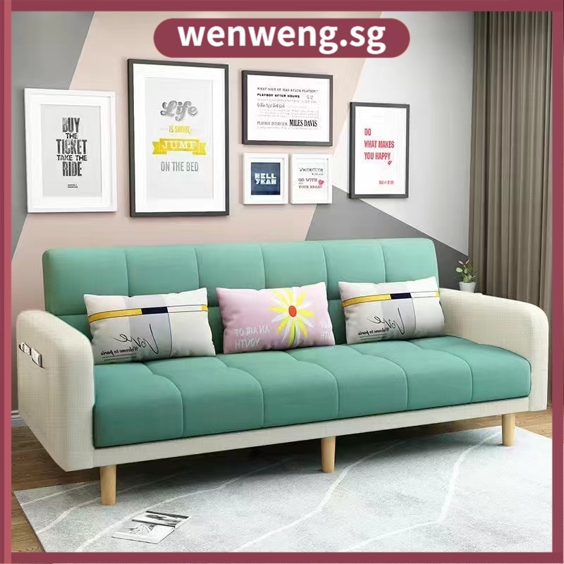 Wenweng Modern Simple Folding Dual-use Disposable Technology Fabric Sofa Double Small Family Living Room Rental Room Sofa Bed 9SH6