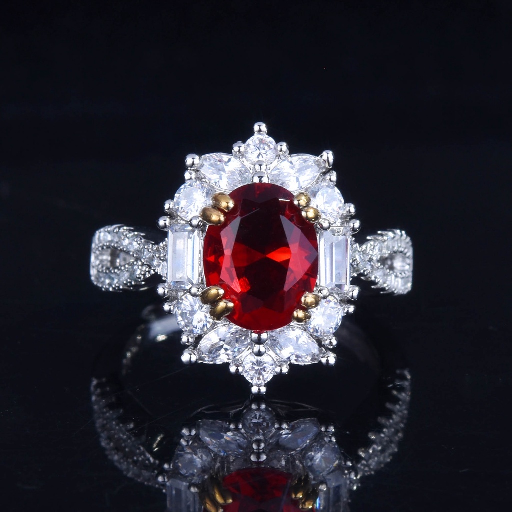 New Luxury 3 Carat Artificial Ruby Rings Simple Open Ring Jewelry Female Size Adjustable_voghion.com
