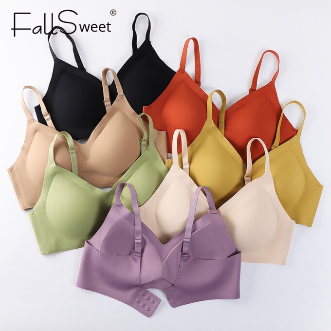 FallSweet 2 pcs/ lot Ice Silk Seamless Bra for Women Simple Wireless  Underwear Soft Breathable Bralette Fiteness Tops S-XL