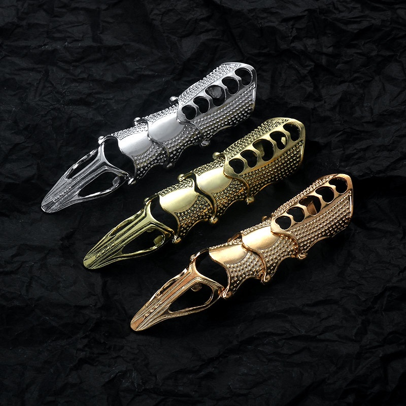 Punk Ring Rock Scroll Joint Armor Knuckle Metall Vollfinger Krallenringe Halloween Unisex Verstellbarer Ring_voghion.com