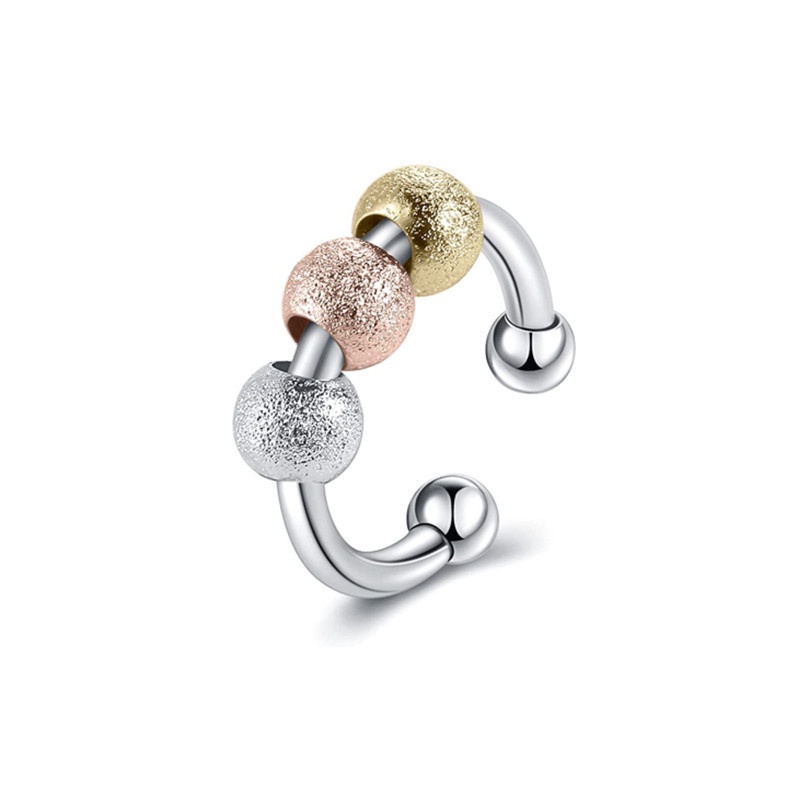 Matte Transfer Beads Ring Simple Anxiety Rotatable Open Rings Fashion Jewelry_voghion.com