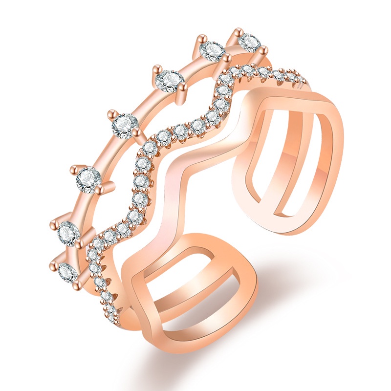 Multi-layer Wavy Zircon Open Ring ins Simple Index Finger Ring Accessories_voghion.com