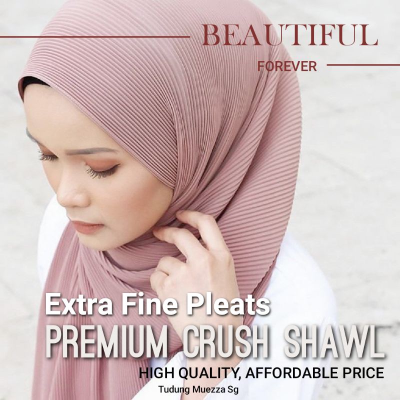 [SG SELLER] CRUSH SHAWL PREMIUM EXTRA FINE PLEATED TUDUNG CHIFFON NEW ARRIVAL