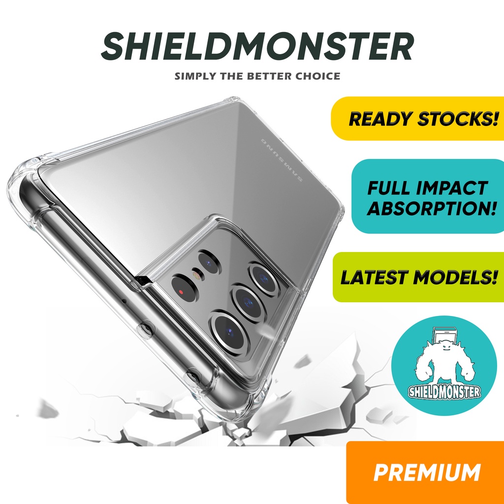 Shieldmonster Samsung Clear Case S22 Ultra/Note 20 Ultra/S22 Plus/S21 FE/ S20 Transparent TPU Cover
