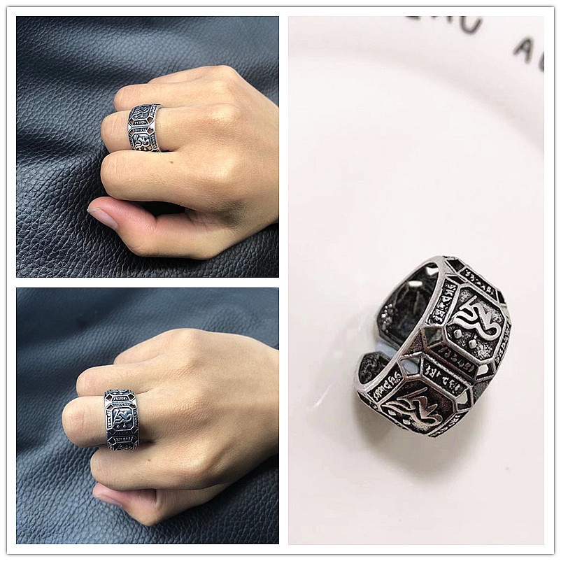 Men's Retro Demon Punk Skull Ring Adjustable Hip Hop Jewellery_voghion.com