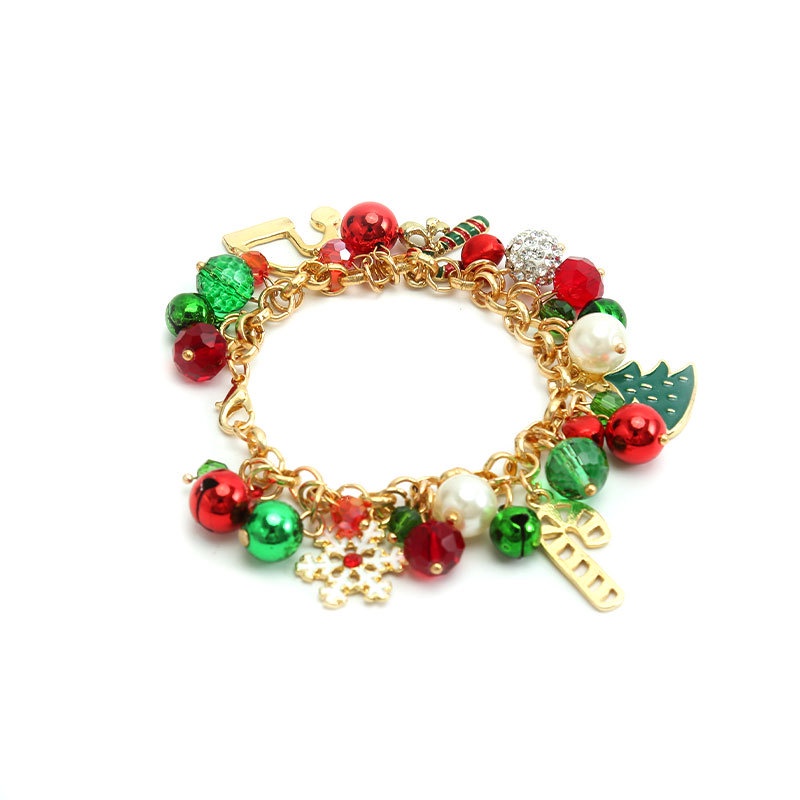 Bracelet de noël avec perles clochette et breloque flocon_voghion.com