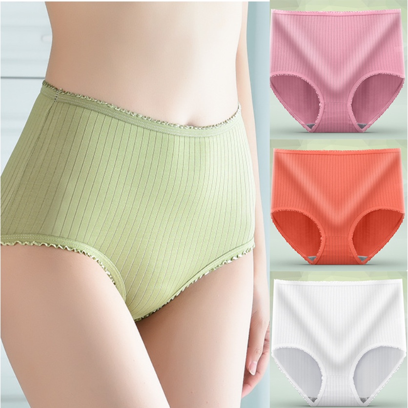 LANGSHA High Waist Panties Women Breathable Soft Cotton Underwear