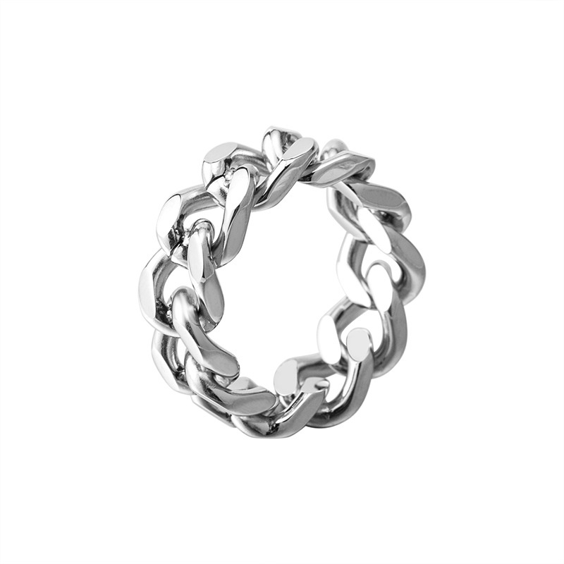 Anillo de cadena de acero inoxidable estilo punk hip-hop_voghion.com