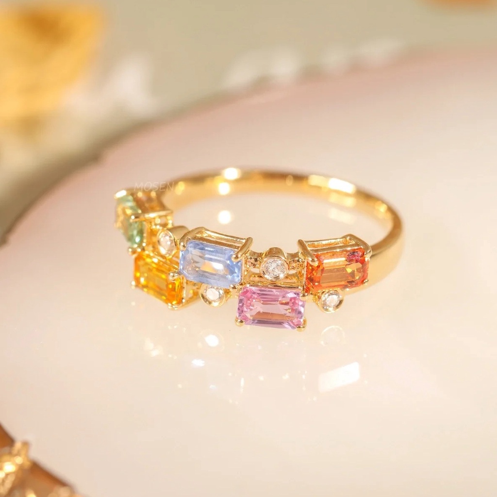 Candy Color Princess Square Open Ring Size Adjustable Female Colorful Fresh Fairy Ring_voghion.com