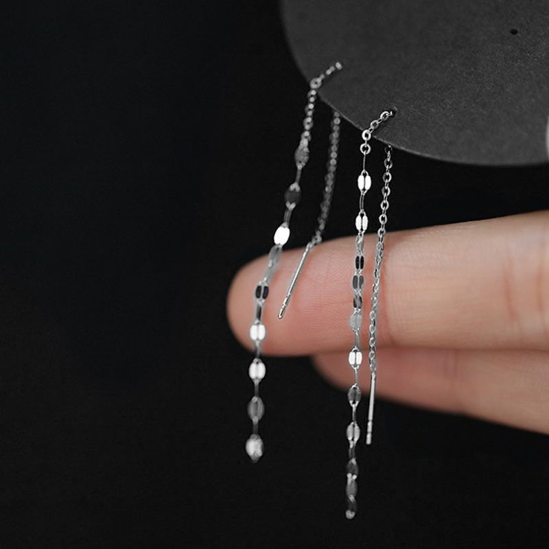 Tendance coréenne Long fil gland fil chaîne perles pendentifs balancent boucles d'oreilles droites suspendues boucles d'oreilles_voghion.com