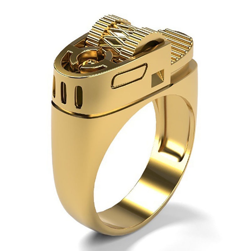 Bague en forme de briquet créatif pour hommes et femmes, bijoux Punk Vintage, couleur or/argent, bagues Hip Hop, cadeaux d'anniversaire, vente en gros_voghion.com