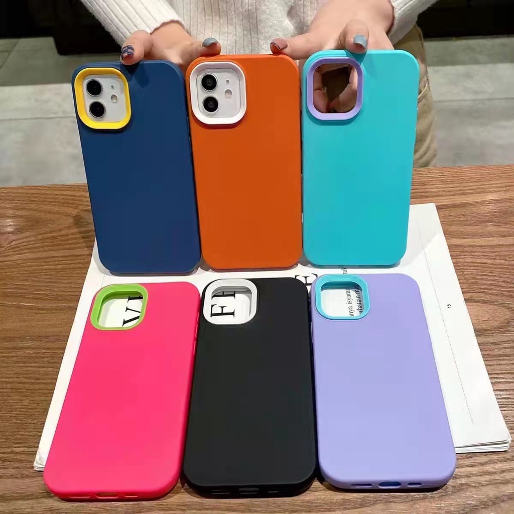 POPPA เคสโทรศัพท์ไอโฟน เคสประกบสีพื้นมาใหม่ สำหรับรุ่น11 8plus 7plus 6 6s Plus 11 12pro 12promax 13 13promax 13pro #028