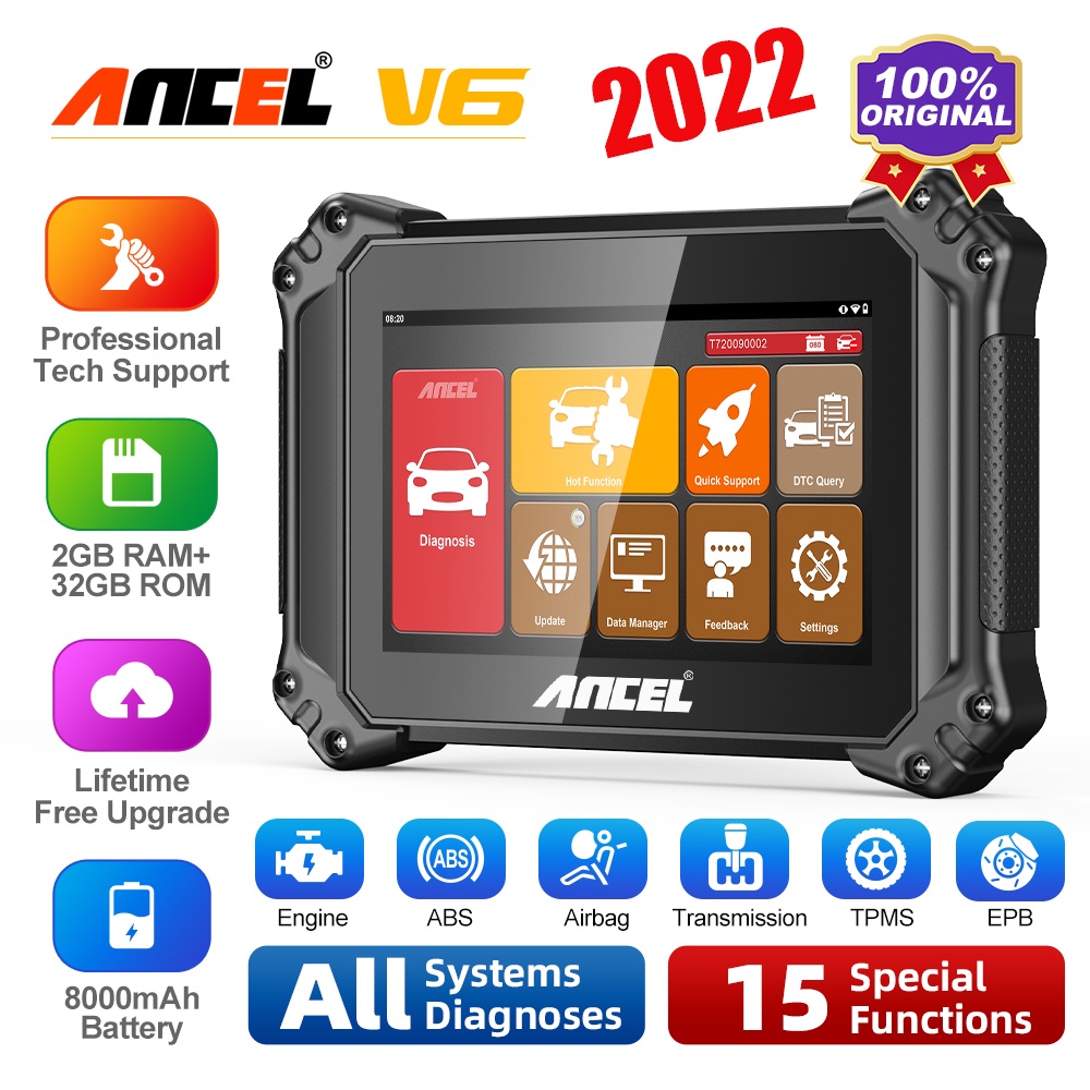 ANCEL V6 OBD2 Scanner EPB BMS TPS SRS Reset Automotive Scanner Full System Car Diagnostic Scanner