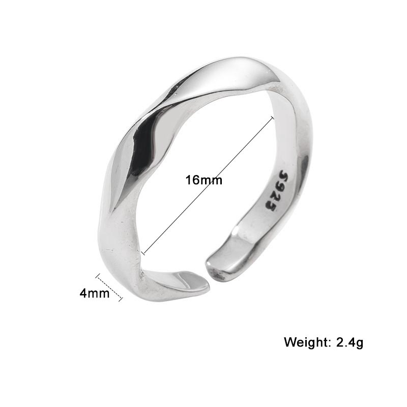 Mobius Ring Trendy Male Single Ring Fashion Retro Style Open Adjustable Wave Twist Ring_voghion.com
