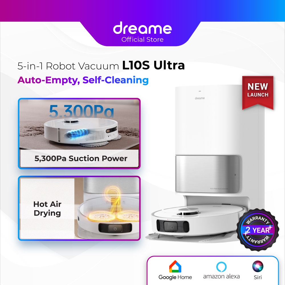New Launch Dreame L10S Ultra Robot Vacuum | Auto Empty, Wash, Dry, Refill | 5,300Pa Suction | 2 Years Warranty