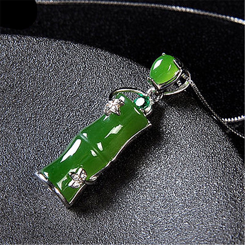 Natürliche grüne Jade Anhänger Halskette chinesische Jadeit Amulett Mode Schmuck Geschenke_voghion.com