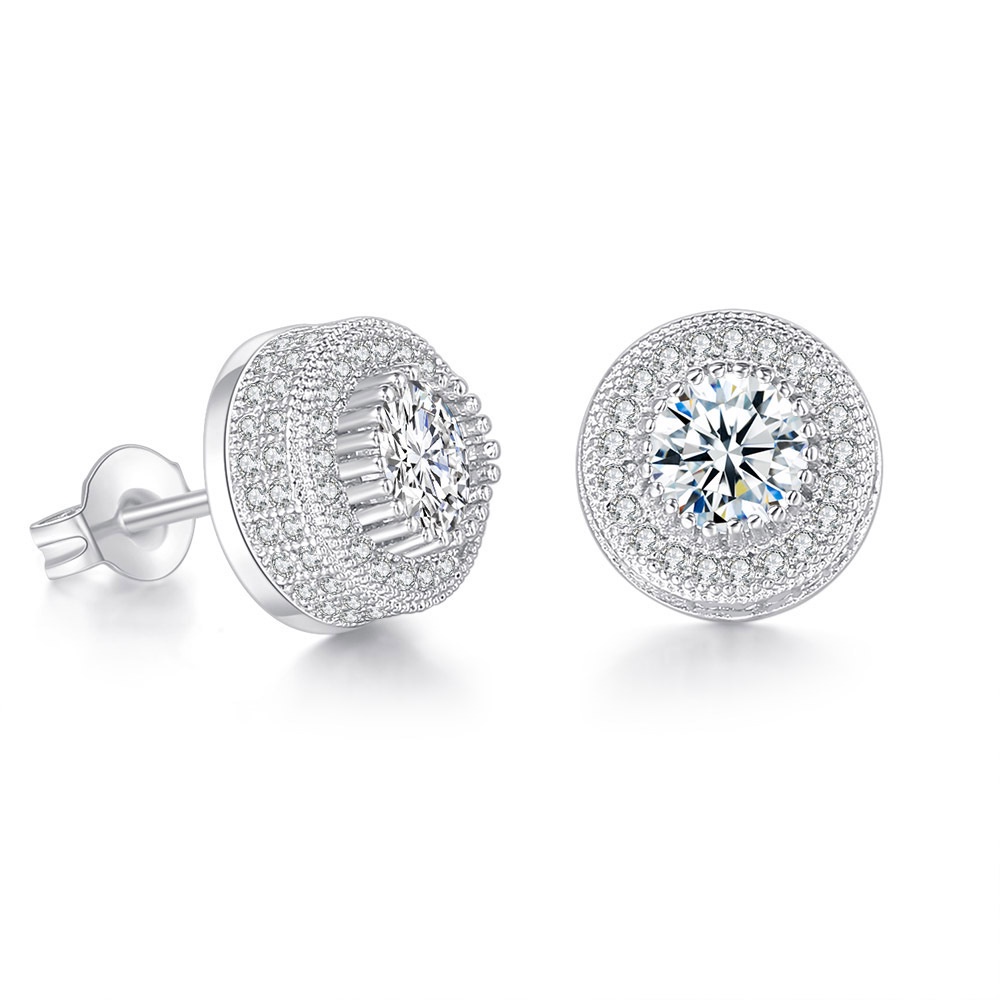 Luxury Punk 12mm Round earring Trend Jewellery For Women Zircon Hip Hop Men Round Stud Earrings Wholesale_voghion.com