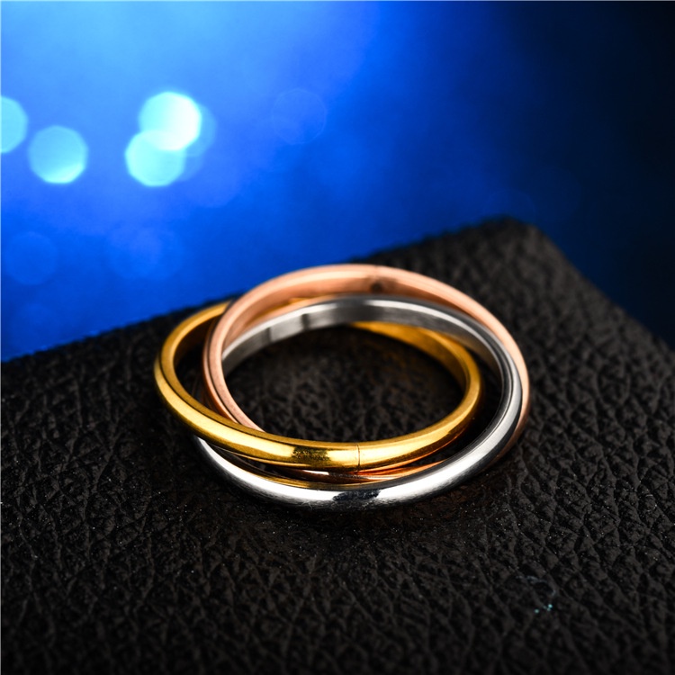 Ensemble de bagues classiques 3 rondes pour femmes, en acier inoxydable, bague de fiançailles, empilable, bijoux de doigt féminin_voghion.com