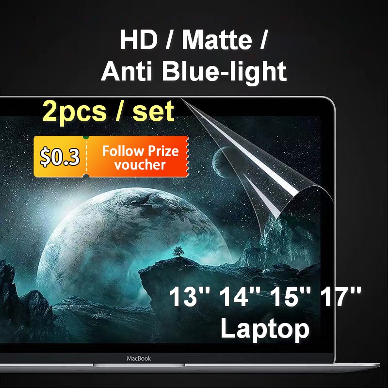 2pcs/set Laptop Screen Protector 14 Inch 15.6'' 13.3'' 17.3'' 12.5'' 11.6'' Anti-Blue Light Matte HD Anti Glare Sticker