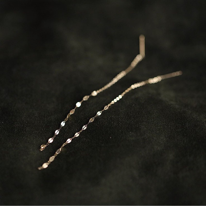 Tendance coréenne Long fil gland fil chaîne perles pendentifs balancent boucles d'oreilles droites suspendues boucles d'oreilles_voghion.com