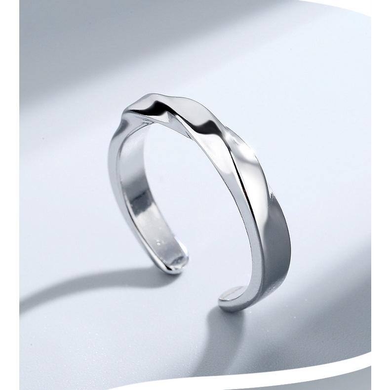 Mobius Ring Trendy Male Single Ring Fashion Retro Style Open Adjustable Wave Twist Ring_voghion.com
