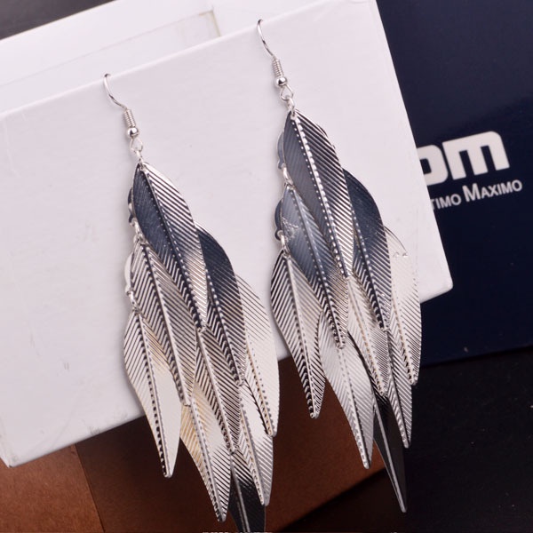 Vintage Leaf Drop Earrings Willow Tassel Dangle Jewelry For Her_voghion.com