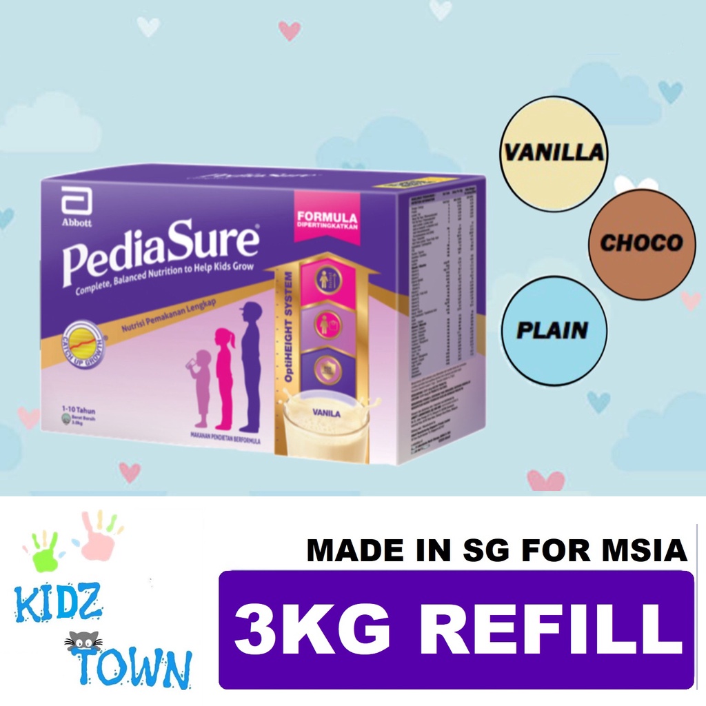 PEDIASURE 3kg Refill - Vanilla/ Chocolate/ Plain