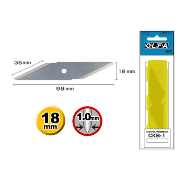 日本 OLFA CKB-1 工藝刀專用替刃 2片裝 產品包裝