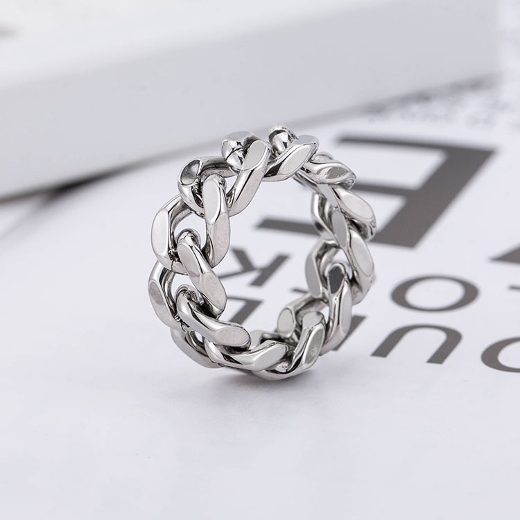 Anillo de cadena de acero inoxidable estilo punk hip-hop_voghion.com
