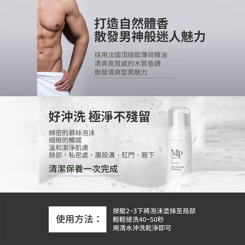 Man4Power 男神淨化美肌慕絲 (白瓶) 180ml 男神淨化美肌慕絲極簡白