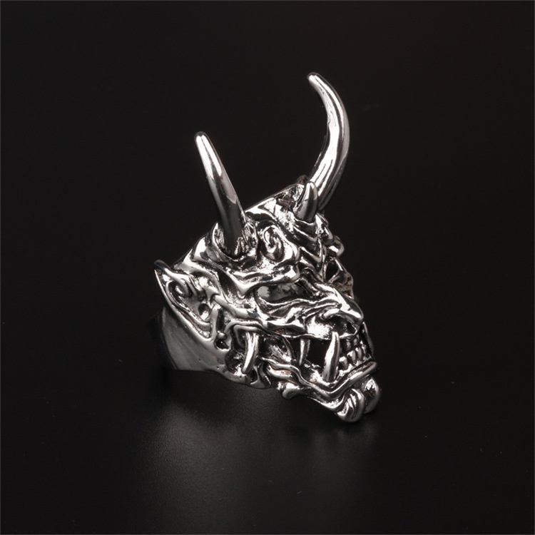 Prajna Devil Mask Ring Men Gothic Style Stainless Steel Band_voghion.com