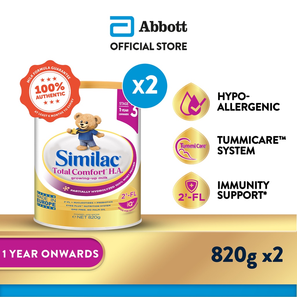 [Bundle of 2] Similac Total Comfort Stage 3 Baby Milk Powder Formula 2'-FL 820g (1 year onwards)