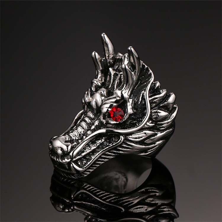 Anillos de acero inoxidable con forma de animal, diseño de dragón, estilo punk, hip hop, para hombre y niño, joyería, regalo creativo, venta al por mayor_voghion.com