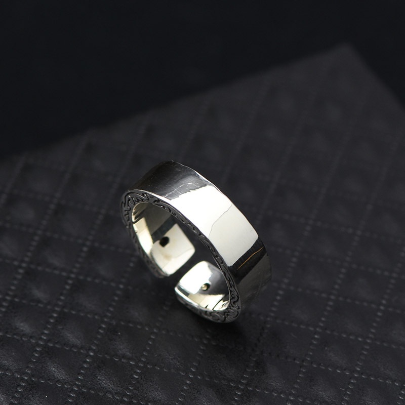 Open Ring Retro Style Silver Tone Unisex Glossy Adjustable Band_voghion.com