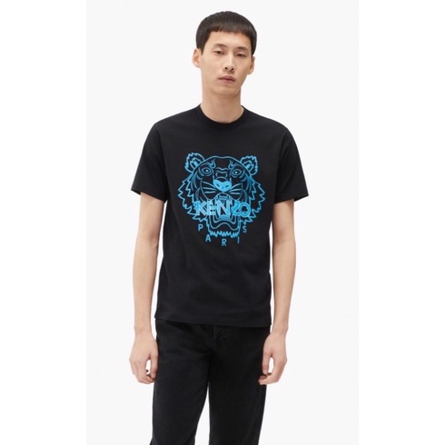 ?% authentic Kenzo SS22 Blue Tiger Printed Short Sleeve T-shirt