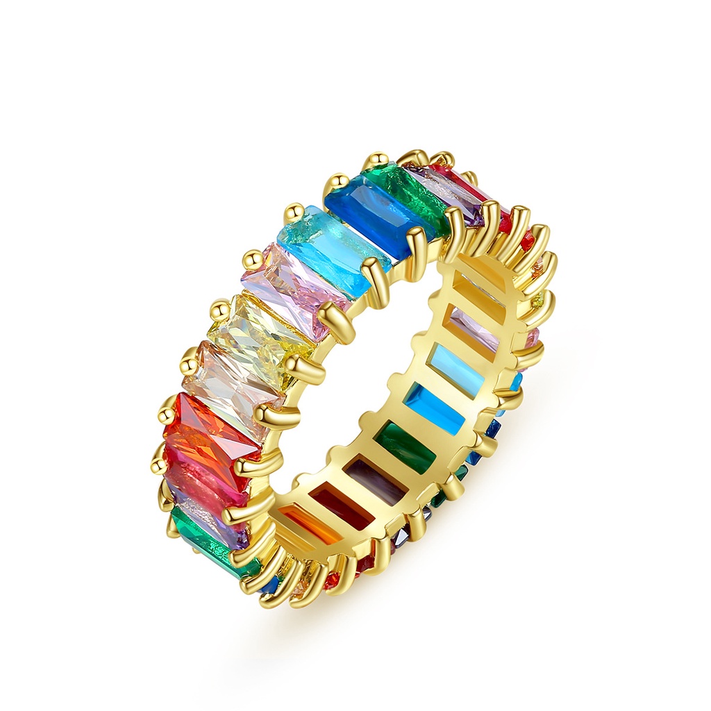5mm Baguette Regenbogen Zirkon Ring Frauen Mode Engagement Hochzeit Band Charme Finger Schmuck_voghion.com