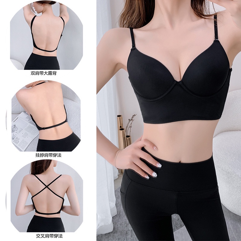 Finetoo Deep V Sexy Women Seamless Bra Underwear Push Up Bralette Backless  Strapless S-Xl Sports Top Bras Pad