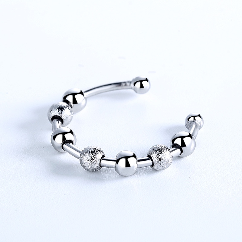 Rotierende Mikrobewegungsperlen Angstringe für Frauen Männer Verstellbarer nordischer Mode Retro geometrischer offener Ring_voghion.com