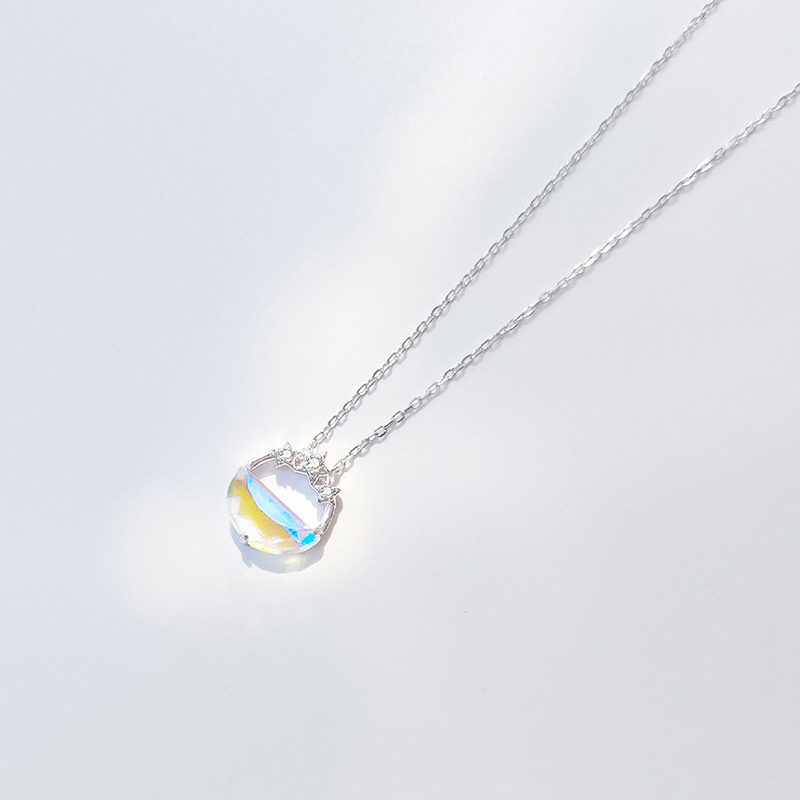 Colar com pingente de lua luminosa para mulher pedra_voghion.com