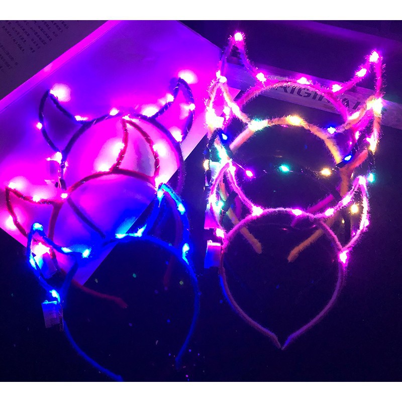 台灣現貨【LED發光造型髮箍】鹿角貓耳兔耳惡魔角跨年派對演唱會耶誕城配戴 拍照應援氣氛小物 含NG出清款 聖誕佈置