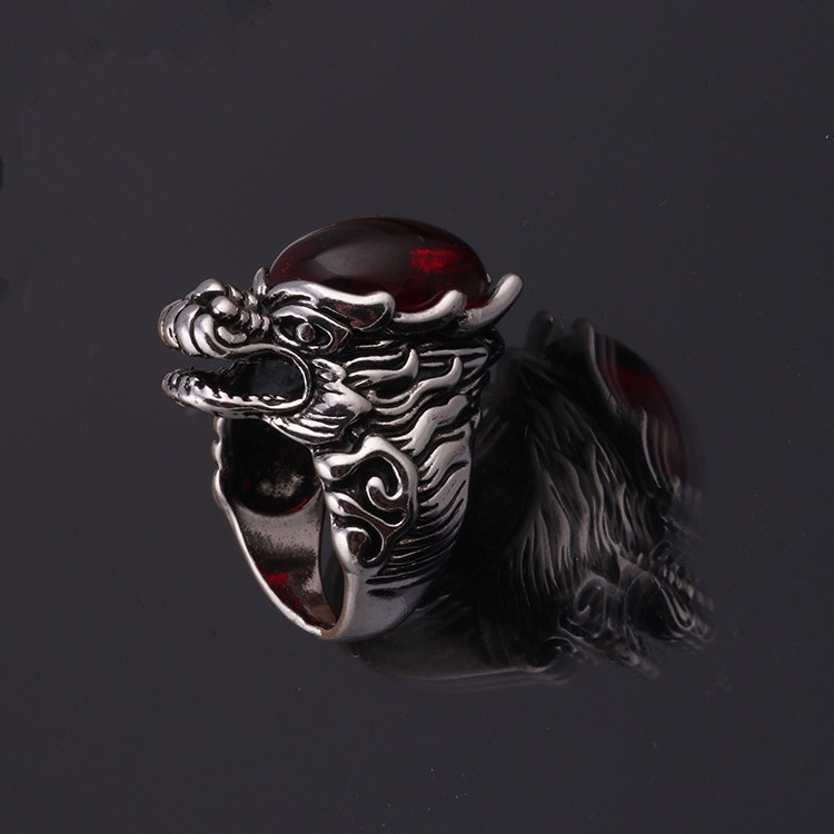 Anillos de acero inoxidable con forma de animal, diseño de dragón, estilo punk, hip hop, para hombre y niño, joyería, regalo creativo, venta al por mayor_voghion.com