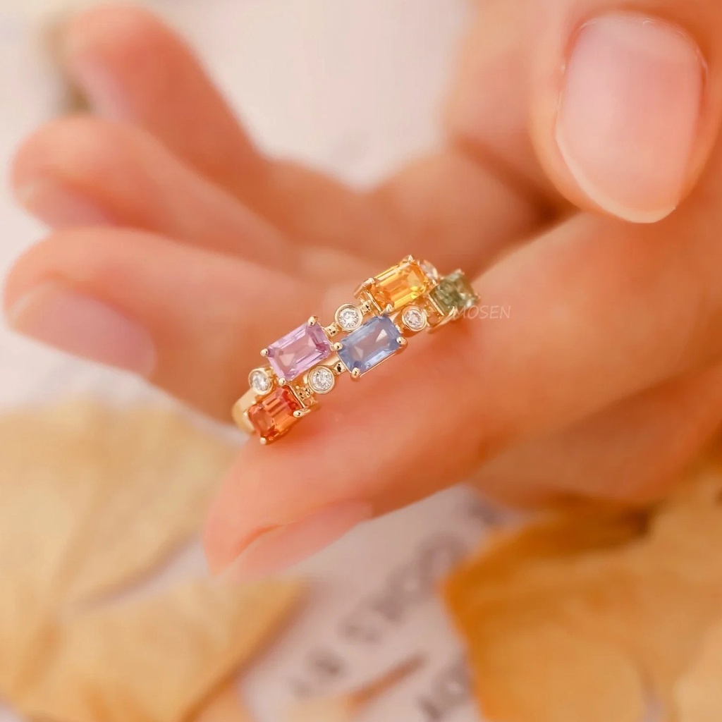 Candy Color Princess Square Open Ring Size Adjustable Female Colorful Fresh Fairy Ring_voghion.com