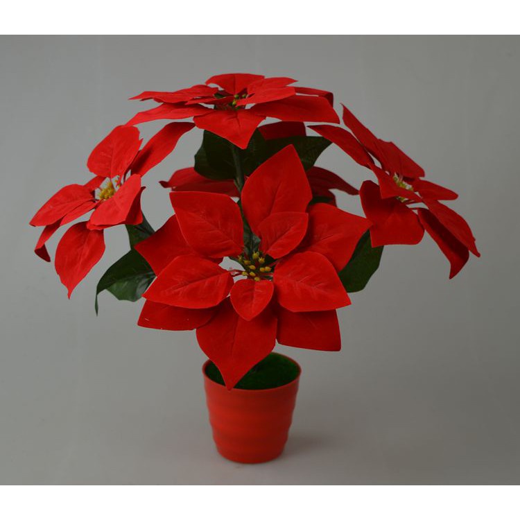 台灣現貨【仿真一品紅聖誕紅】百合牡丹絹花花材 DIY盆栽 節慶佈置 花束與盆器配件 花藝材料 聖誕佈置