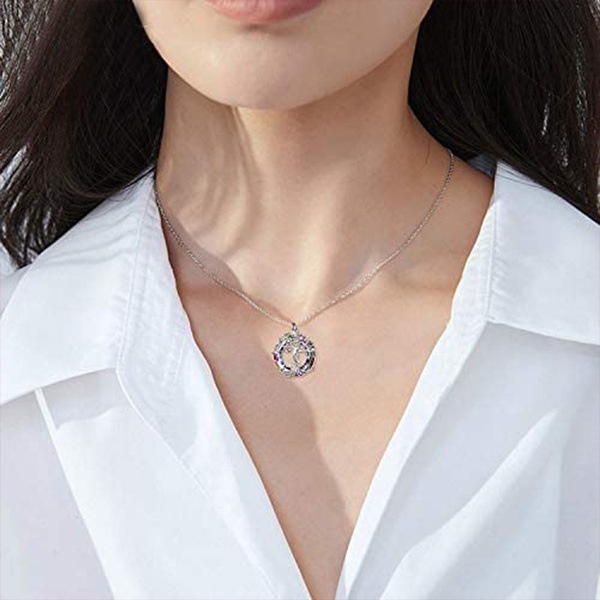 Halskette mit Stammbaum des Lebens, runder Regenbogen-Kristall-Anhänger, Geburtstagsgeschenk für Frauen, Mädchen, Freunde, Mutter_voghion.com