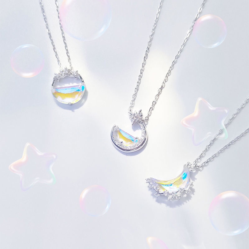 Colar com pingente de lua luminosa para mulher pedra_voghion.com