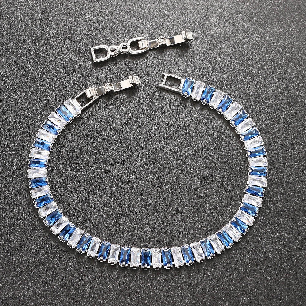 Bracciale tennis con zircone quadrato per gioielli da sposa_voghion.com