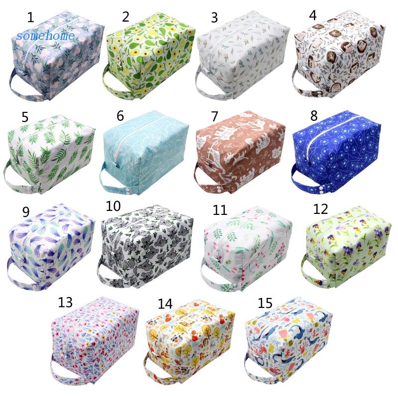 SOME Reusable Cloth Diaper Wet Dry Bags Large Hanging with Buttons for Stroller Waterproof Pod Cloth Diaper Bag Zippered